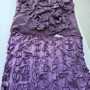 Set of 2 Elegant Royal Purple/Plum Color Decorative Throw Pillows Floral Comfy